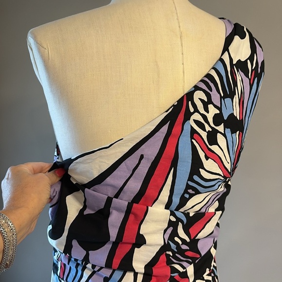 NWT Anthropologie Maeve One Shoulder Multicolor midi ruffled Dress cotton 12 - Picture 6 of 15